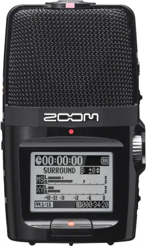 Zoom H2n Stereo/Surround-Sound Portable Recorder, 5 Built-in Microphones, X/Y, Mid-Side, Surround Sound, Ambisonics Mode, Records to SD Card, for Recording Music, Audio for Video, and Interviews