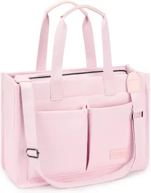 ZORFIN Canvas Tote Bag for Women with Zipper and Compartments Crossbody Work Laptop Bag for Travel College Office
